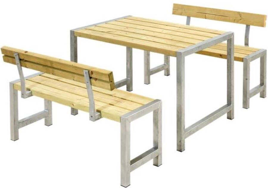 Plus Danmark Tuinset vuren Café | Hout & Staal geïmpregneerd 2 rugleuningen | 185 x 127 x 75 cm