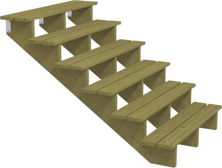 Plus Danmark Tuintrap hout 6 treden inclusief treden 150 x 102 x 120 cm