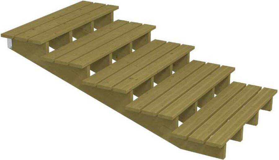 Plus Danmark Tuintrap hout lui 5 treden inclusief treden 196 x 67 x 120 cm