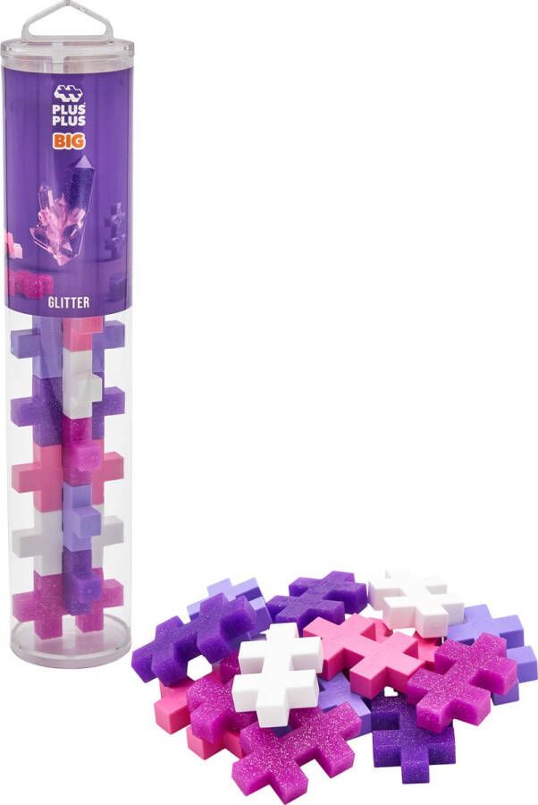 Plus-Plus BIG Glitter Tube Constructiespeelgoed Set Met Bouwstenen 15 Delige Bouwset Bouwspeelgoed Vanaf 3 Jaar