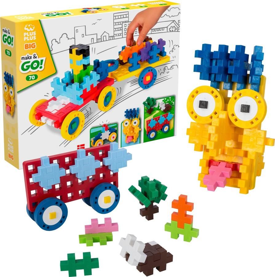 Plus-Plus BIG Make & Go! Constructiespeelgoed Set Met Bouwstenen 70 Delige Bouwset Bouwspeelgoed Vanaf 3 Jaar