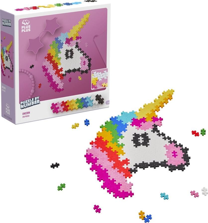 Plus-Plus Puzzle By Number Unicorn Constructiespeelgoed Set Met Bouwstenen 250 Delige Bouwset Bouwspeelgoed Vanaf 5 Jaar