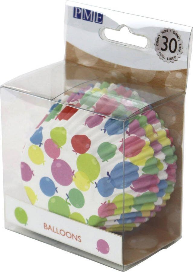 PME Cupcake Vormpjes Papier met Folie Ballonnen pk 30 Baking Cups