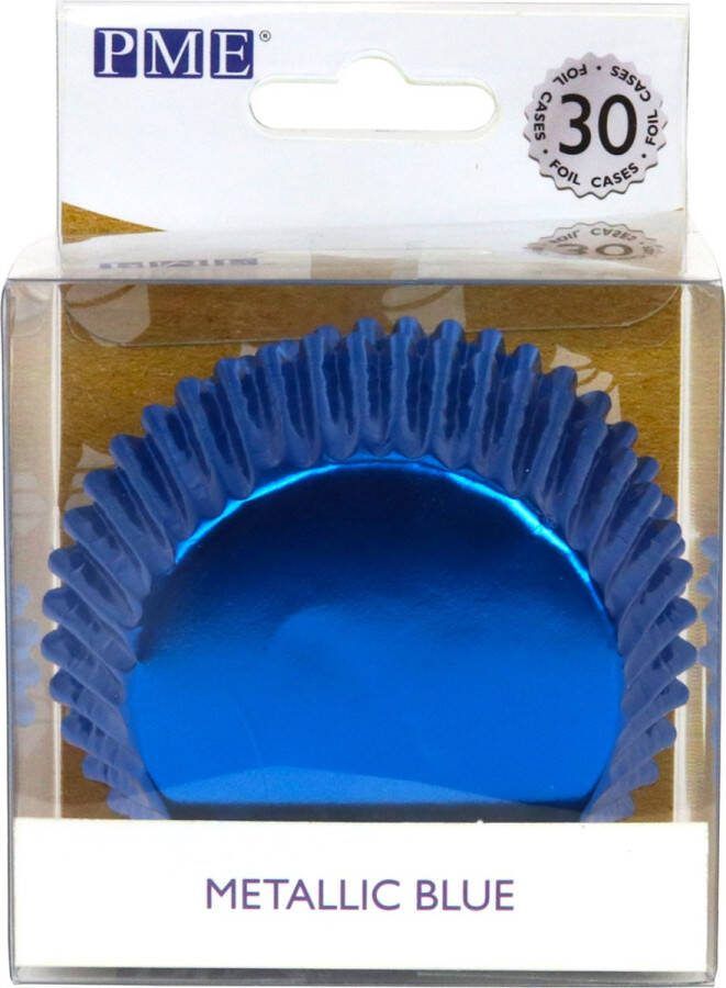PME Cupcake Vormpjes Papier met Folie Metallic Blauw pk 30 Baking Cups