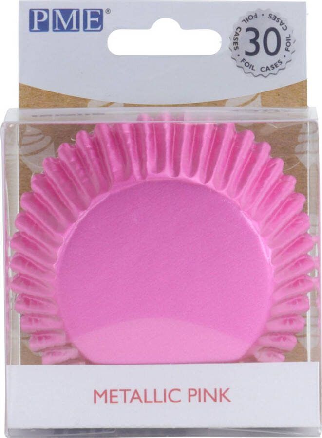 PME Cupcake Vormpjes Papier met Folie Metallic Roze pk 30 Baking Cups