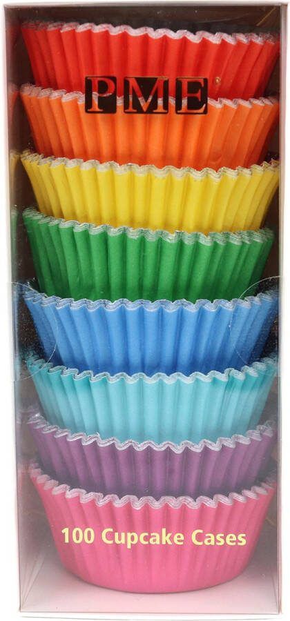 PME Cupcake Vormpjes Papier met Folie Regenboog pk 100 Baking Cups