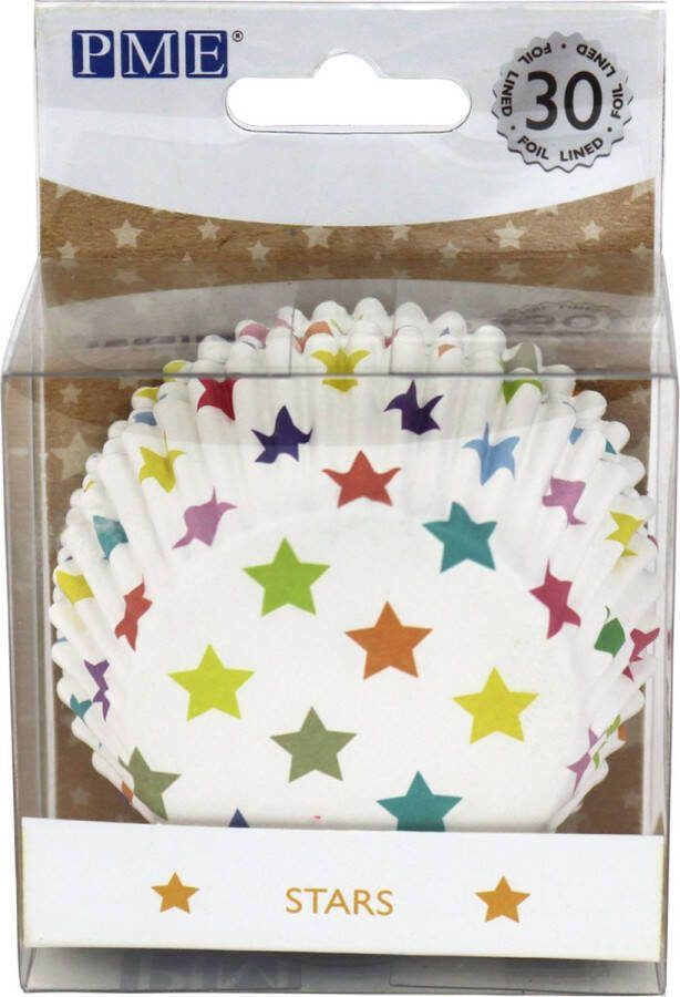 PME Cupcake Vormpjes Papier met Folie Sterren pk 30 Baking Cups