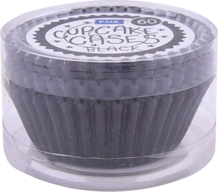 PME Cupcake Vormpjes Papier Zwart pk 60 Baking Cups