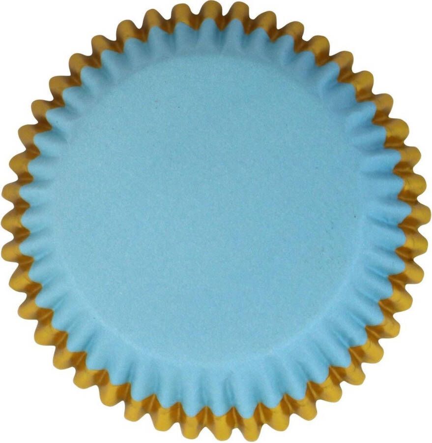 PME Cupcakevormpjes Blauw met Gouden Rand pk 30