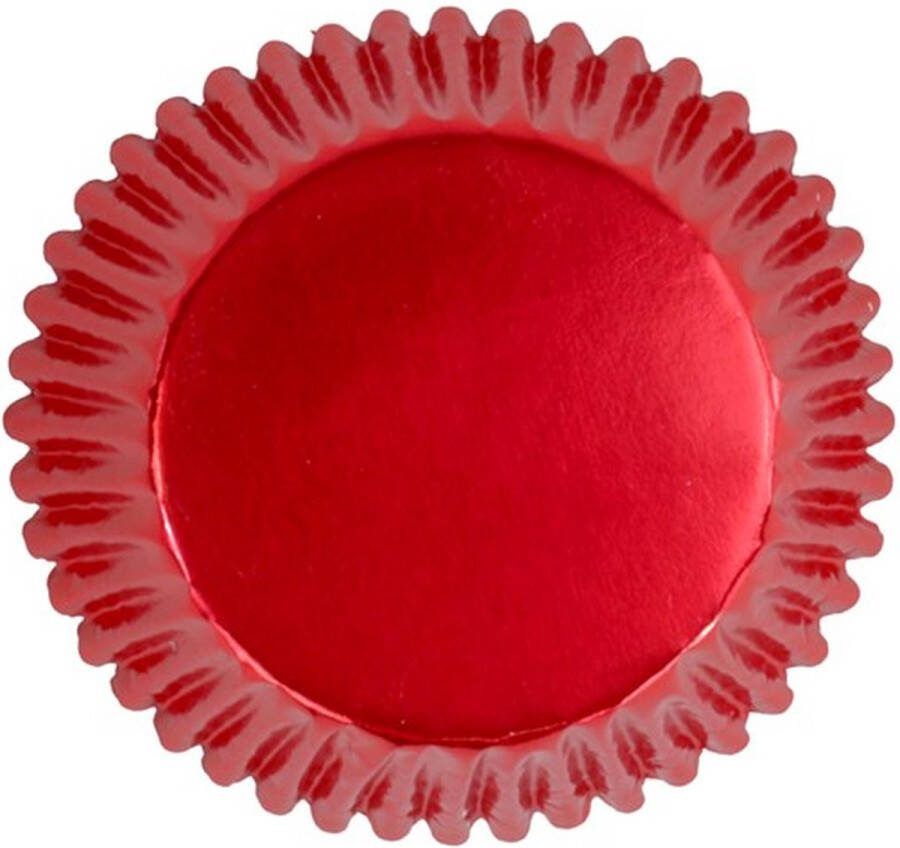 PME Cupcake Vormpjes Papier met Folie Metallic Rood pk 30 Baking Cups