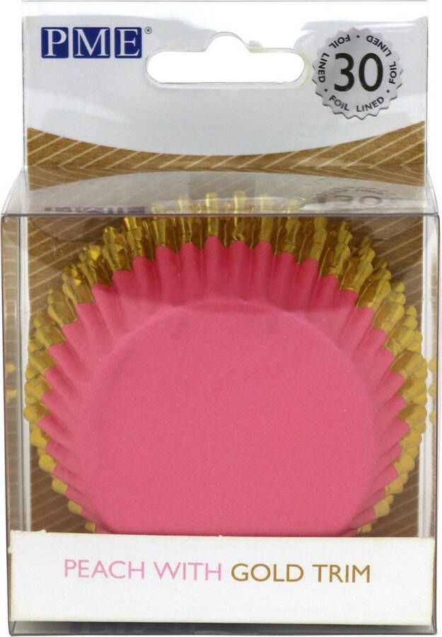 PME Cupcakevormpjes Roze met Gouden Rand pk 30