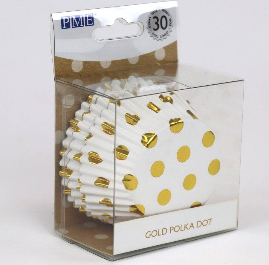 PME Cupcakevormpjes Wit met Gouden Stippen pk 30