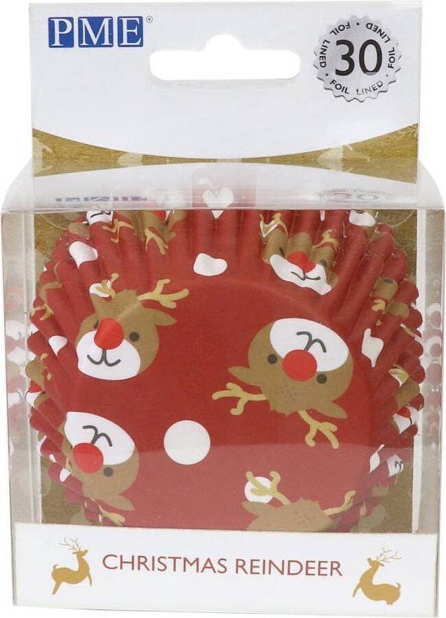 PME Foil Baking Cups Christmas Reindeer pk 30