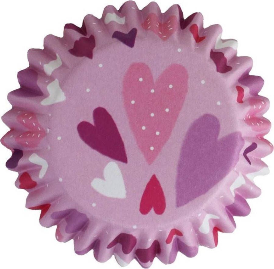 PME Cupcake Vormpjes Papier met Folie Hartjes pk 30 Baking Cups