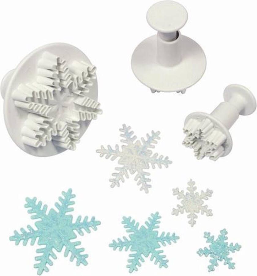 PME Plunger Uitsteker set 3 Sneeuwvlokjes 3cm 6cm 6.5cm Snowflake