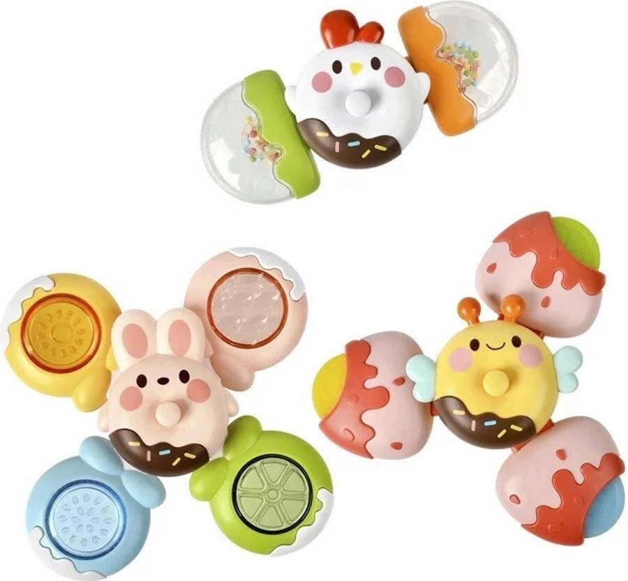 PMIXO Fidget Toys Zuignap Spinner Speelgoed Nieuw Candy DIY Assemblage 3 stuks Rammelaar Bijtring Fidget spinner draaispeelgoed Sensorisch Speelgoed Baby Badspeelgoed Speelgoed Badspinner Kinderen!