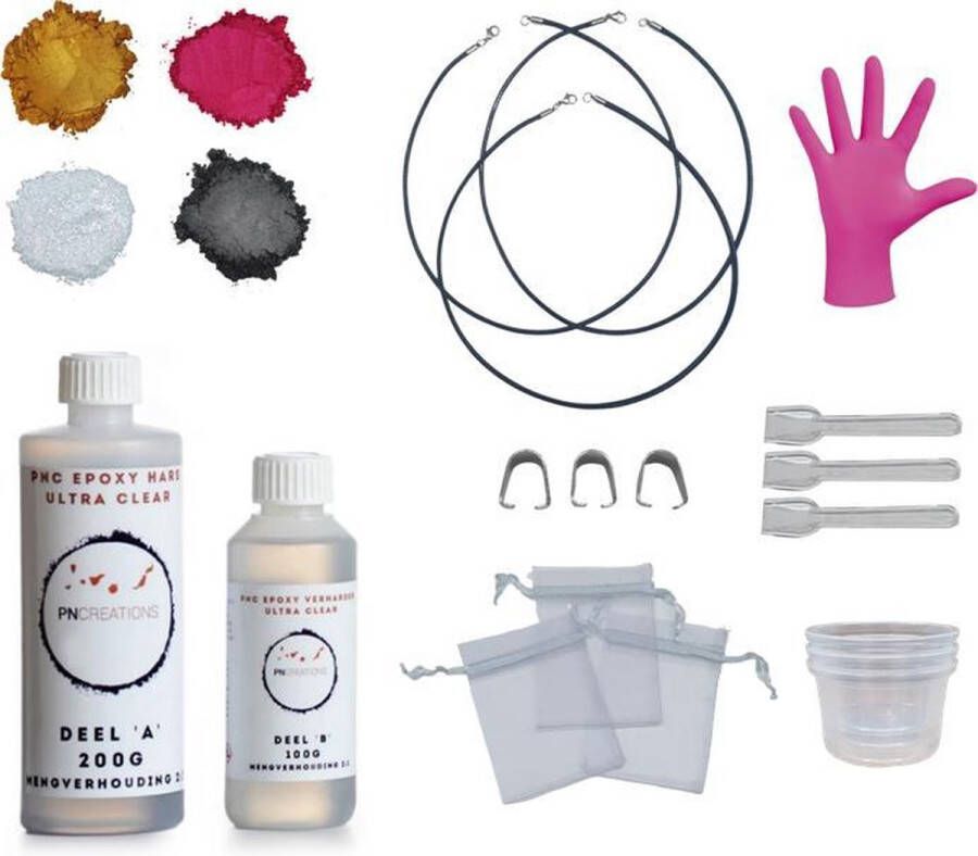PNCre ations Ultra Clear Epoxyhars Kettingset | Hobbypakket | Giethars Pakket | Juwelen Maken | Mica Kleurpigmenten