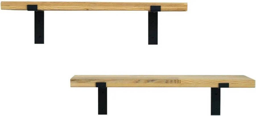 Pochon 2x Wandrek Hout Pijnboom 14x75x14 Wandplank Wandkast