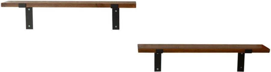 Pochon 2x Wandrek Hout Walnoot 14x75x14 Wandplank Wandkast