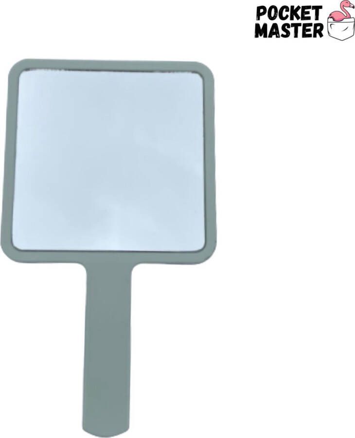 PocketMaster Make-Up Spiegel Handspiegel met Handvat Licht Groen Klein Compact Handzaam 8 0 X 8 0 cm Spiegeloppervlak