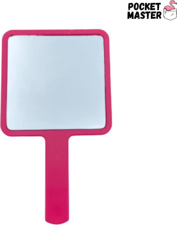 PocketMaster Make-Up Spiegel Handspiegel met Handvat Roze Klein Compact Handzaam 8 0 X 8 0 cm Spiegeloppervlak