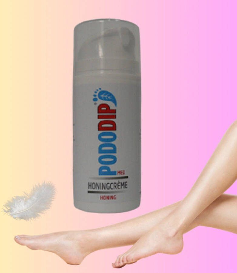 Pododip -Voetencrème Honing voor Ruwe en Schrale huid Verzorgend ureum yoghurt en hyaluronzuurDiabetici Voet Verzorging Voedt en hydrateert Parabeen vrij 100 ml