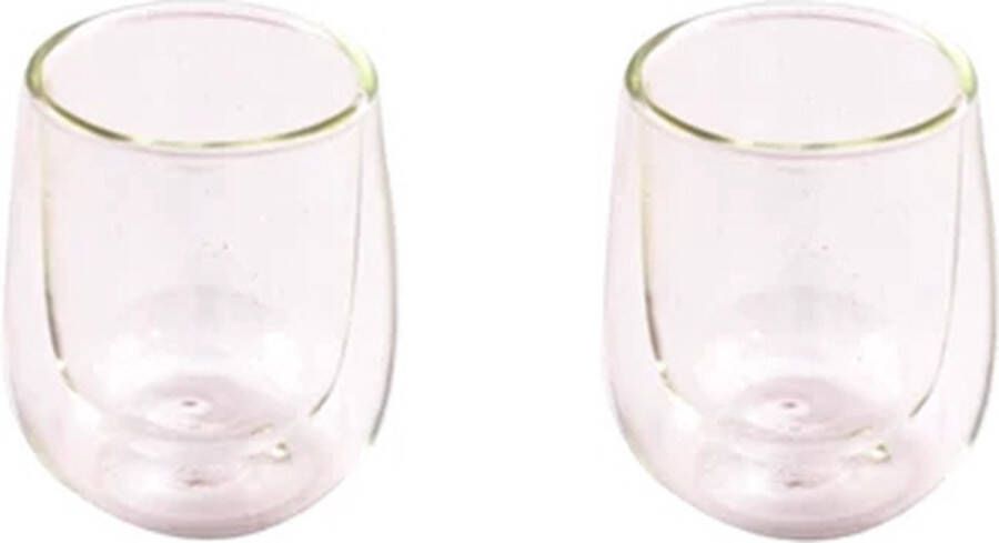 Point-Virgule dubbelwandige glazen set van 2 80ml glas