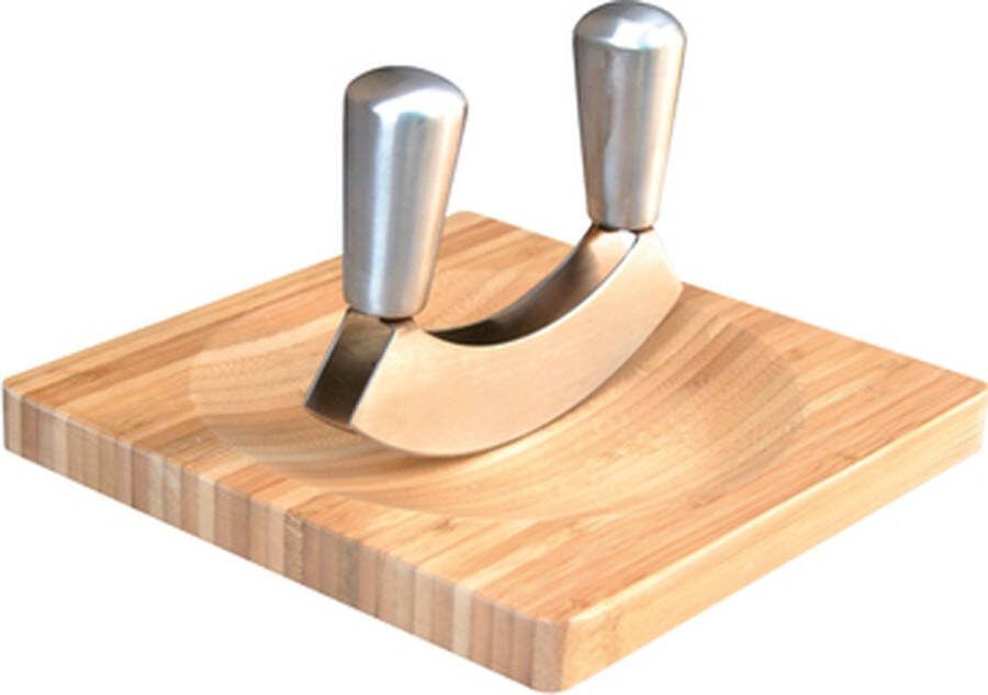 Point-Virgule Kruidensnijder Mezzaluna kruidenmes Bamboe 20x20x12cm