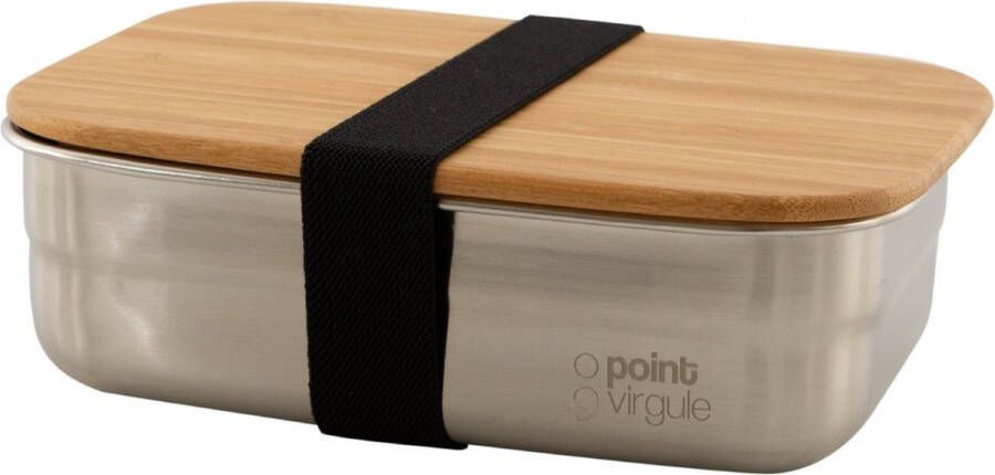 Point-Virgule lunchbox uit rvs met deksel uit bamboe 650ml