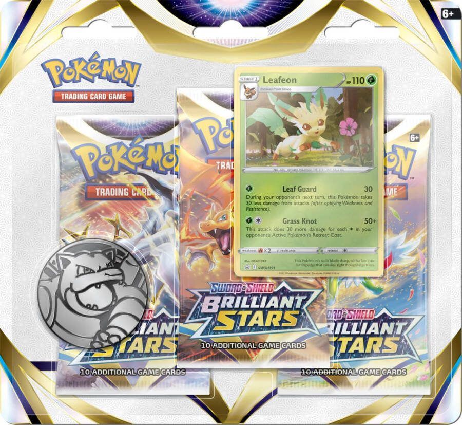 Pokémon (30 Kaarten) Sword & Shield Brilliant Stars Blister Leafeon {Speelgoed Boosterbox Elite Trainer Vmax Booster Box Battle Styles Shining Fates Vivid Voltage V Chilling Reign Fusion Strike Celebrations}