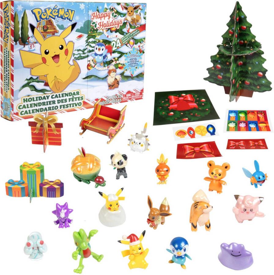 Pokémon Advent Kalender 43 x 31 x 7cm 24 cadeautjes inbegrepen! Veelkleurig