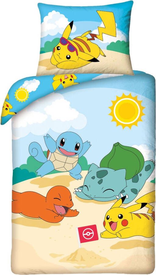 Pokémon Dekbedovertrek Beach Day Eenpersoons 140 X 200 Cm Katoen