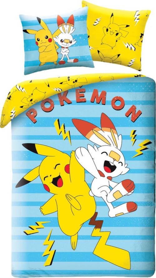 Pokémon Dekbedovertrek Pikachu & Scorbunny 140 x 200 cm GroteKussensloop 70x90cm Katoen