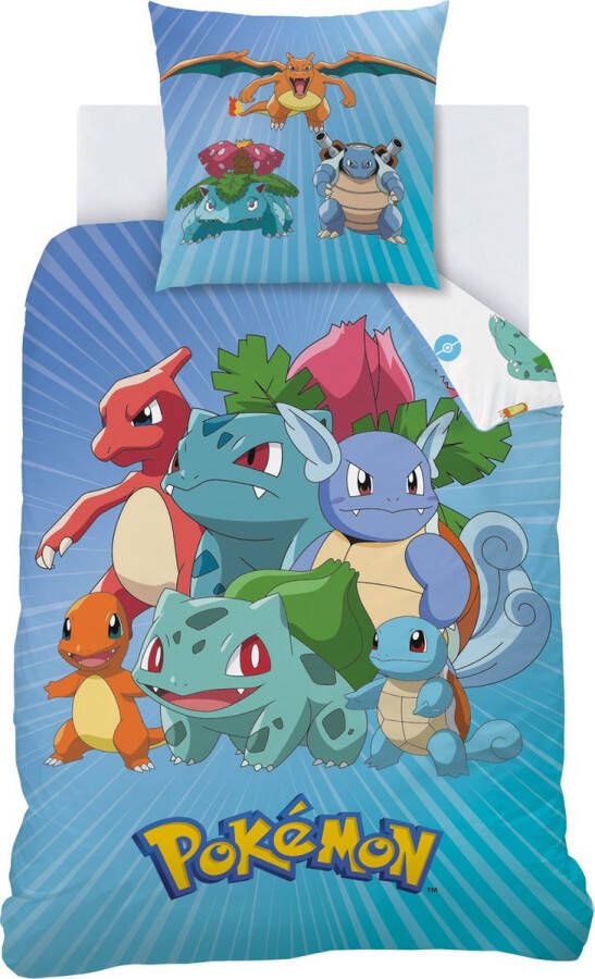 Pokémon Dekbedovertrek Starter Evolution Eenpersoons 140 x 200 cm Katoen