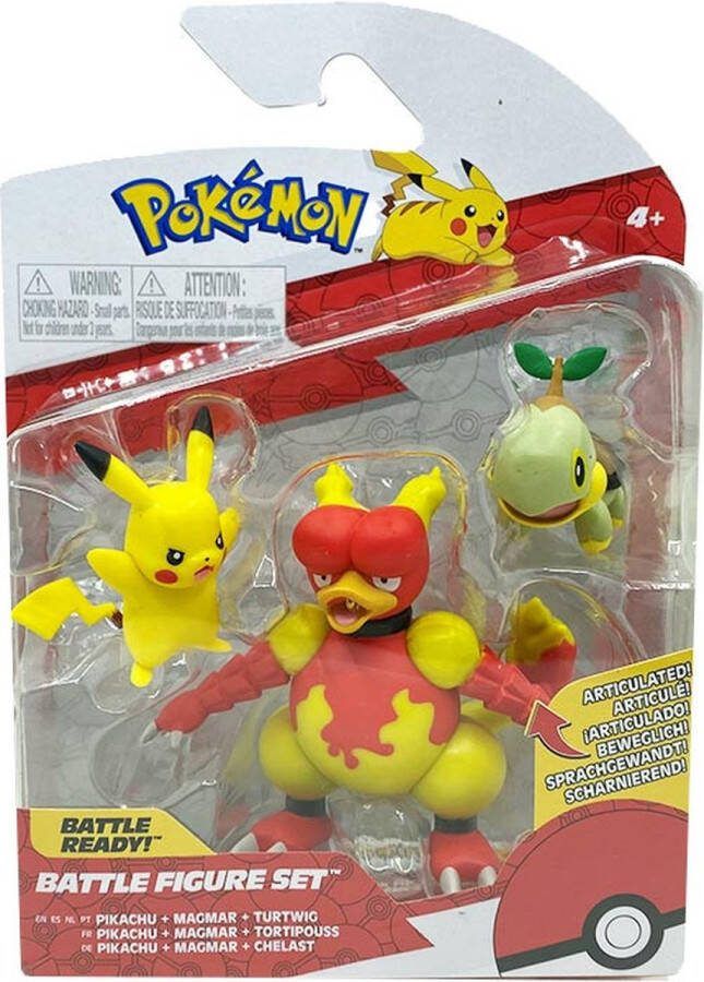 Pokémon Pokemon Battle Figure 3-Pack Pikachu Magmar Turtwig