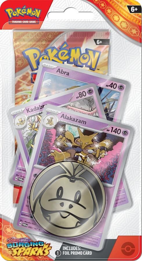 Pokémon Scarlet & Violet Surging Sparks Premium Checklane Blister Alakazam Trading Cards