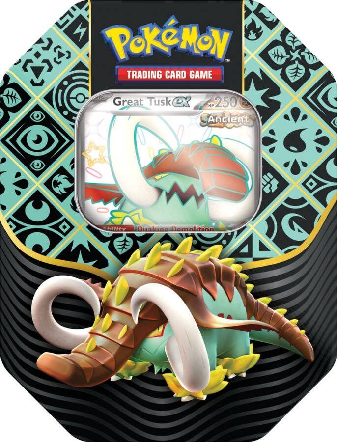 Pokémon Scarlet & Violet Paldean Fates ex Tin Great Tusk Kaarten