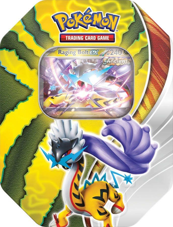 Pokémon Scarlet & Violet Paradox Destinies Tin Raging Bolt Trading Cards