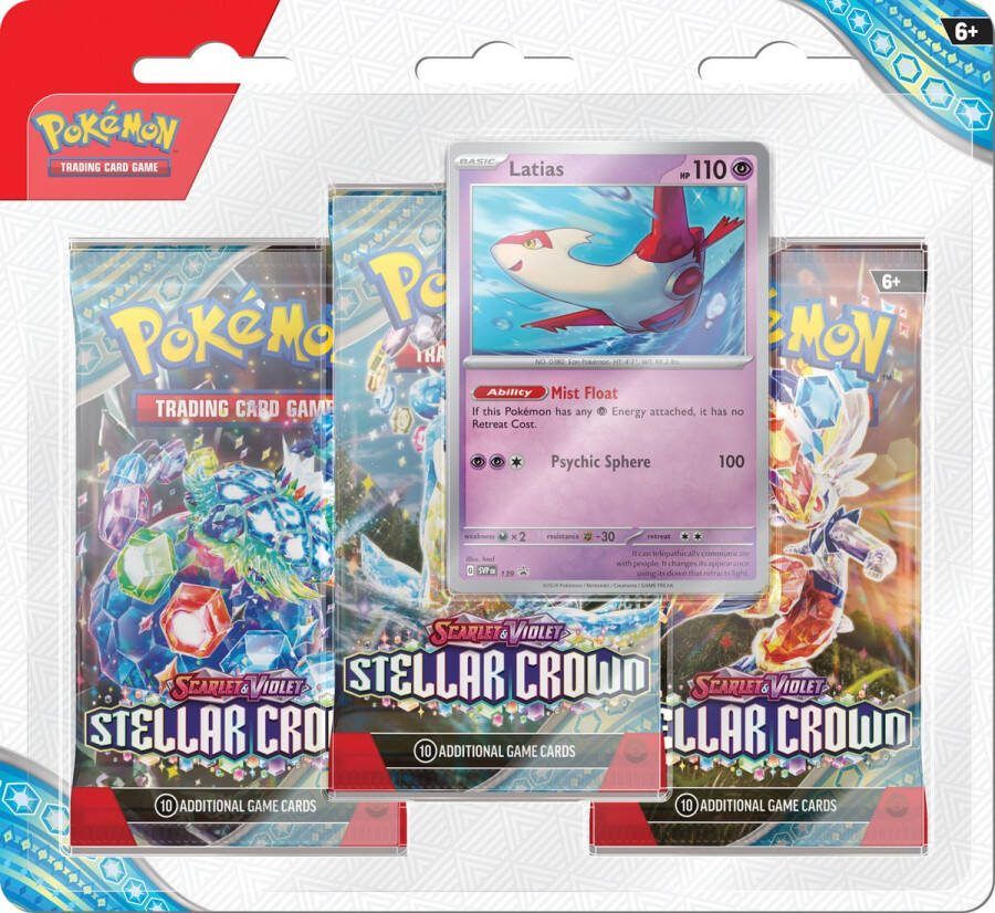 Pokémon Scarlet & Violet Stellar Crown 3-pack Booster Blister Latias Trading Cards Kaarten