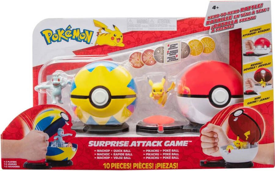 Pokémon Surprise Attack Game Machop + Quick Ball Pikachu + Poké Ball
