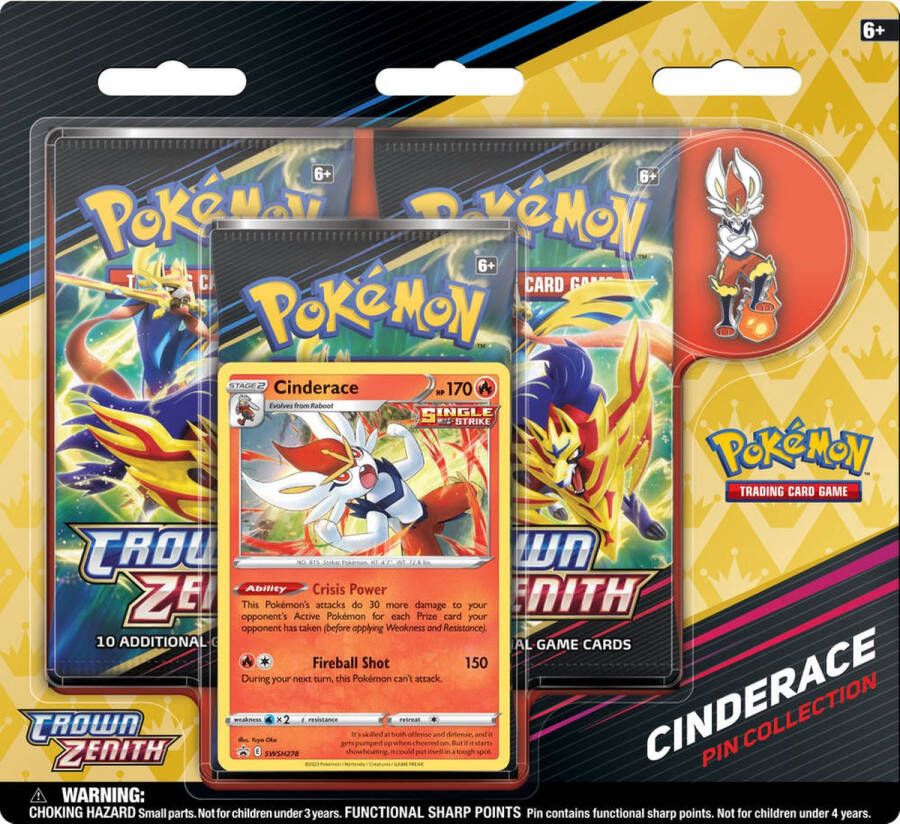 Pokémon TCG Crown Zenith Cinderace Pin Collection