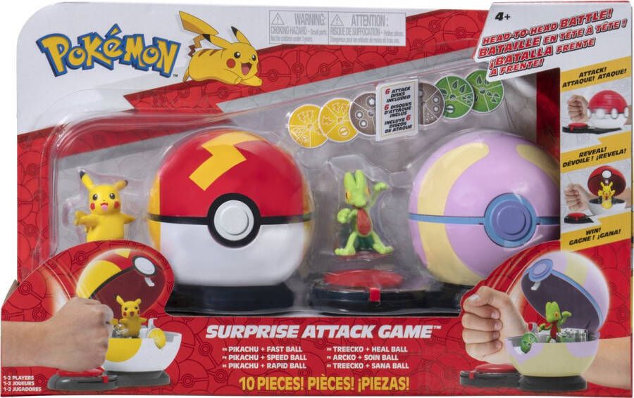 Pokémon Verrassingsaanval Actiespel Pikachu met Fast Ball VS Treecko met Heal Ball