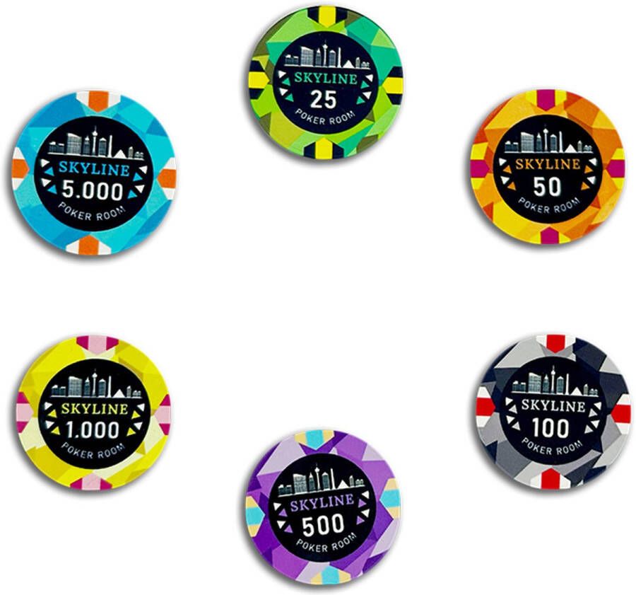 Poker Merchant poker set Skyline Tournament 1000 chips incl. pokerkoffer- incl. pokerkaarten incl. dealerbutton