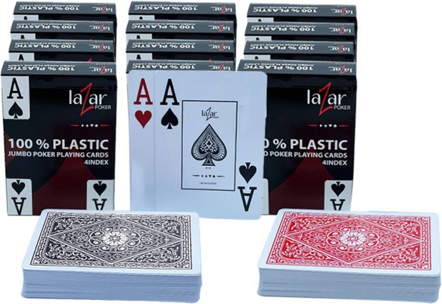 Poker Merchant Lazar jumbo plastic speelkaarten pokerkaarten kaartspel 2 Index 12 stuks