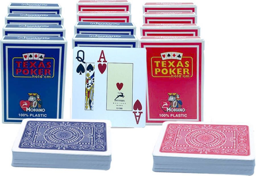 Poker Merchant Modiano jumbo plastic speelkaarten pokerkaarten kaartspel 52 kaarten + 4 joker 2 Index 12 verpakkingen