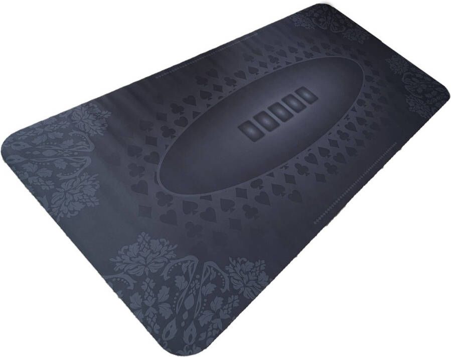 Poker Merchant Pokermat speelkleed kaartmat poker rubber mat deluxe zwart 180 x 90 cm incl. oprol koker incl. draagtas waterafstotend antislip 2 tot 9 pers