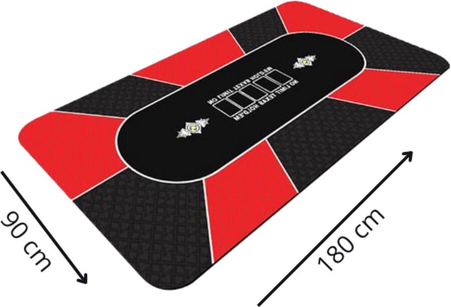 Poker Merchant Pokermat speelkleed kaartmat poker rubber mat las vegas rood 180 x 90 cm incl. oprol koker incl. draagtas waterafstotend antislip 2 tot 9 pers