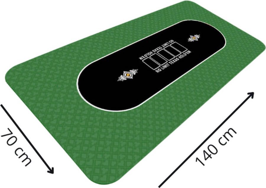Poker Merchant Pokermat speelkleed kaartmat poker rubber mat luxe groen 140 x 70 cm incl. oprol koker incl. draagtas waterafstotend antislip 2 tot 9 pers