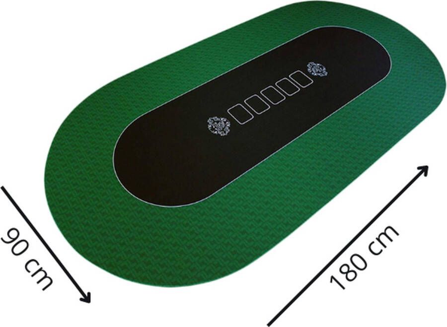 Poker Merchant Pokermat speelkleed kaartmat poker rubber mat royal groen ovaal 180 x 90 cm incl. oprol koker incl. draagtas waterafstotend antislip 2 tot 9 pers