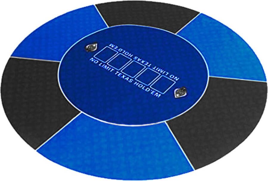 Poker Merchant Pokermat speelkleed kaartmat poker rubber mat texas rond blauw zwart 120 cm incl. oprol koker incl. draagtas waterafstotend antislip 2 tot 8 pers
